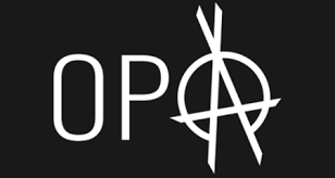 OPA logo, the split-circle anarchist A emblem