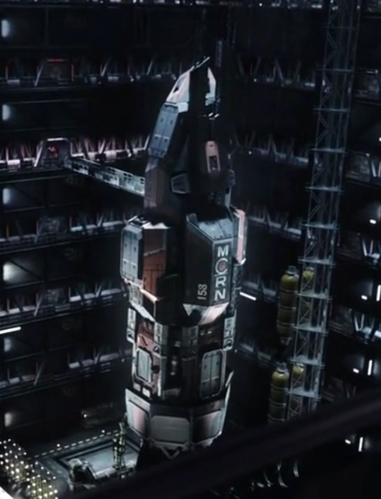 MCRN Tachi docked in the Donnager's hangar bay