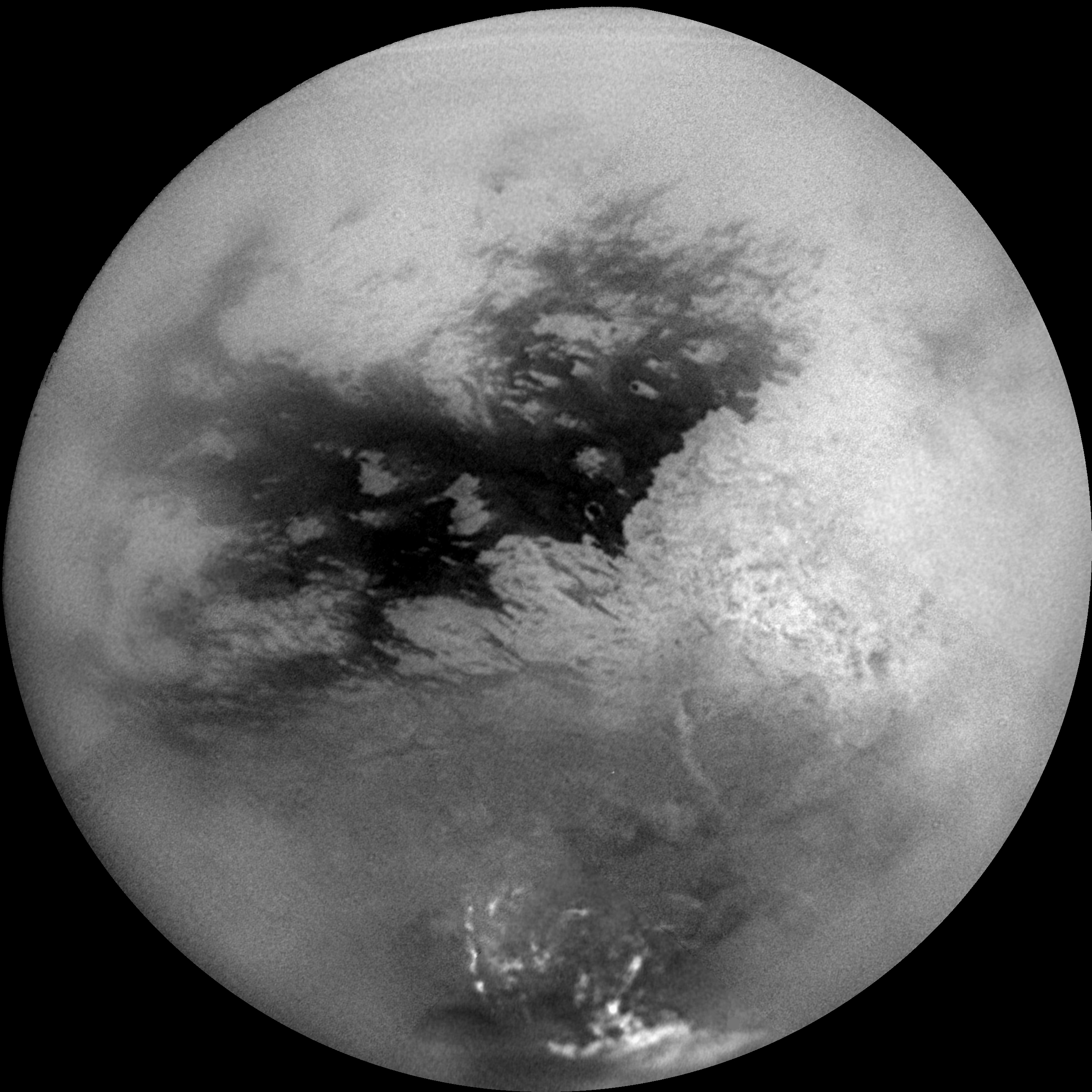 Titan, Saturn's largest moon, a key Outer Planets location (Cassini, 2004)
