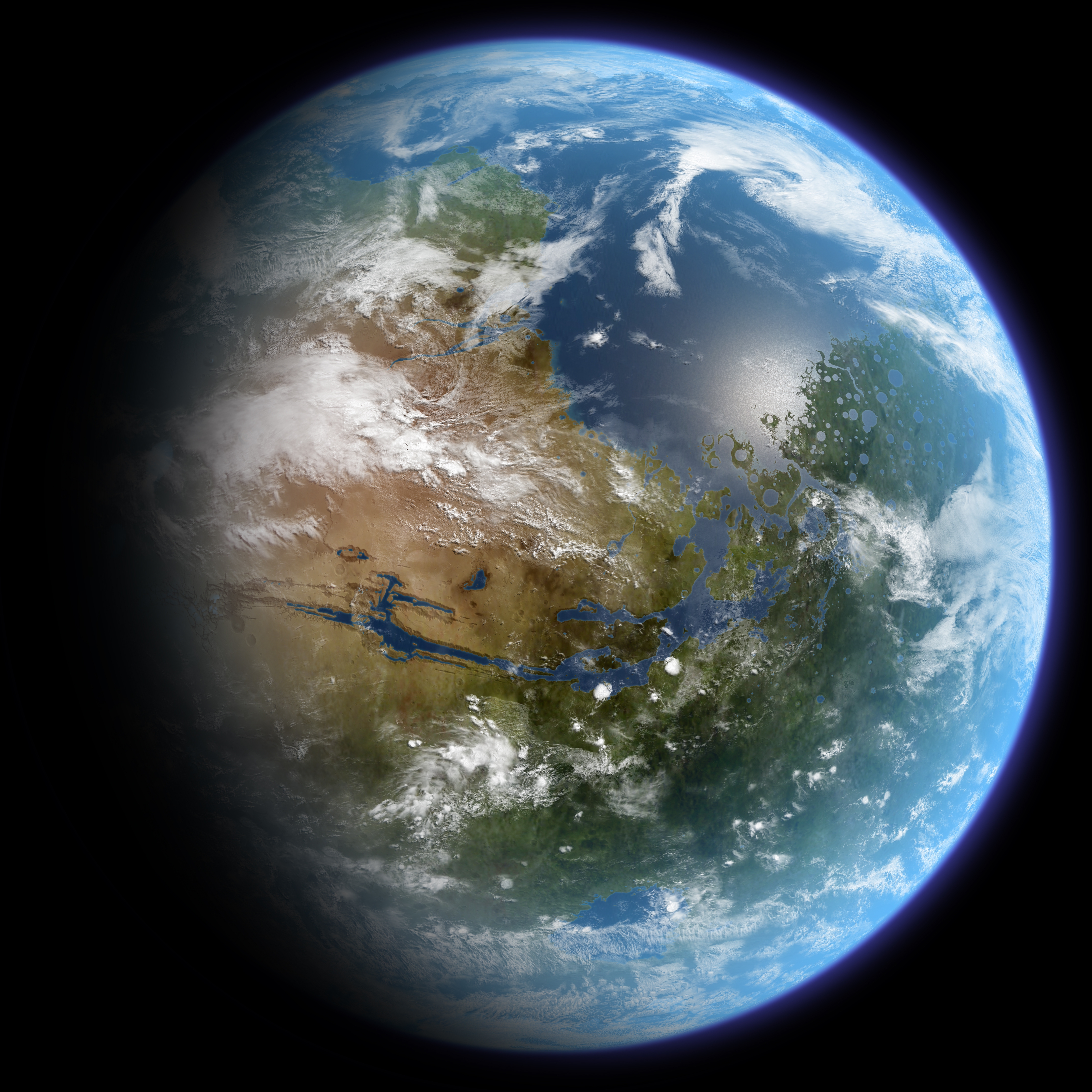 Artist's impression of a terraformed Mars, the long-term goal of the MCR