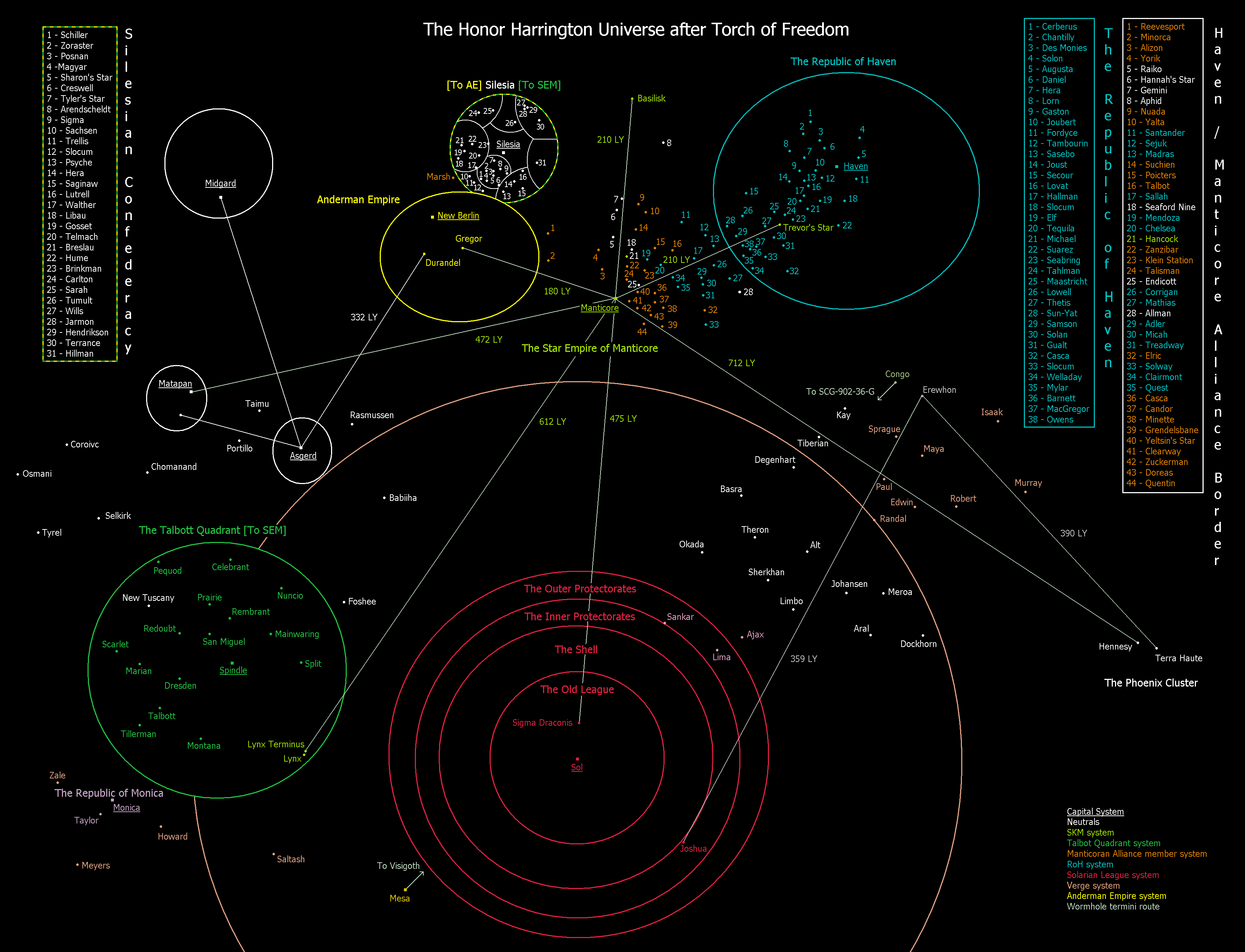 High-res composite Honorverse map showing Haven territory