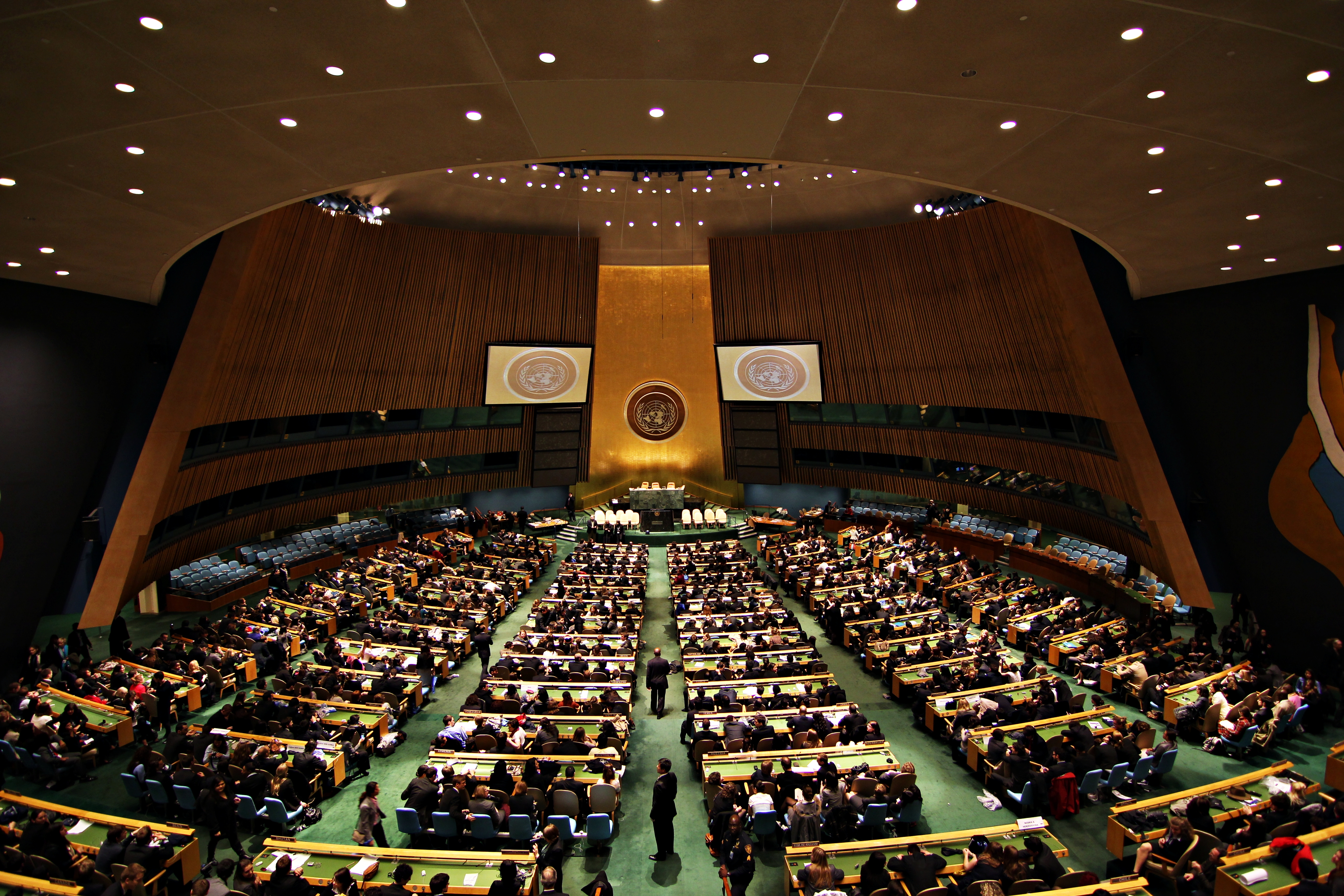 Interior of the United Nations General Assembly Hall in New York