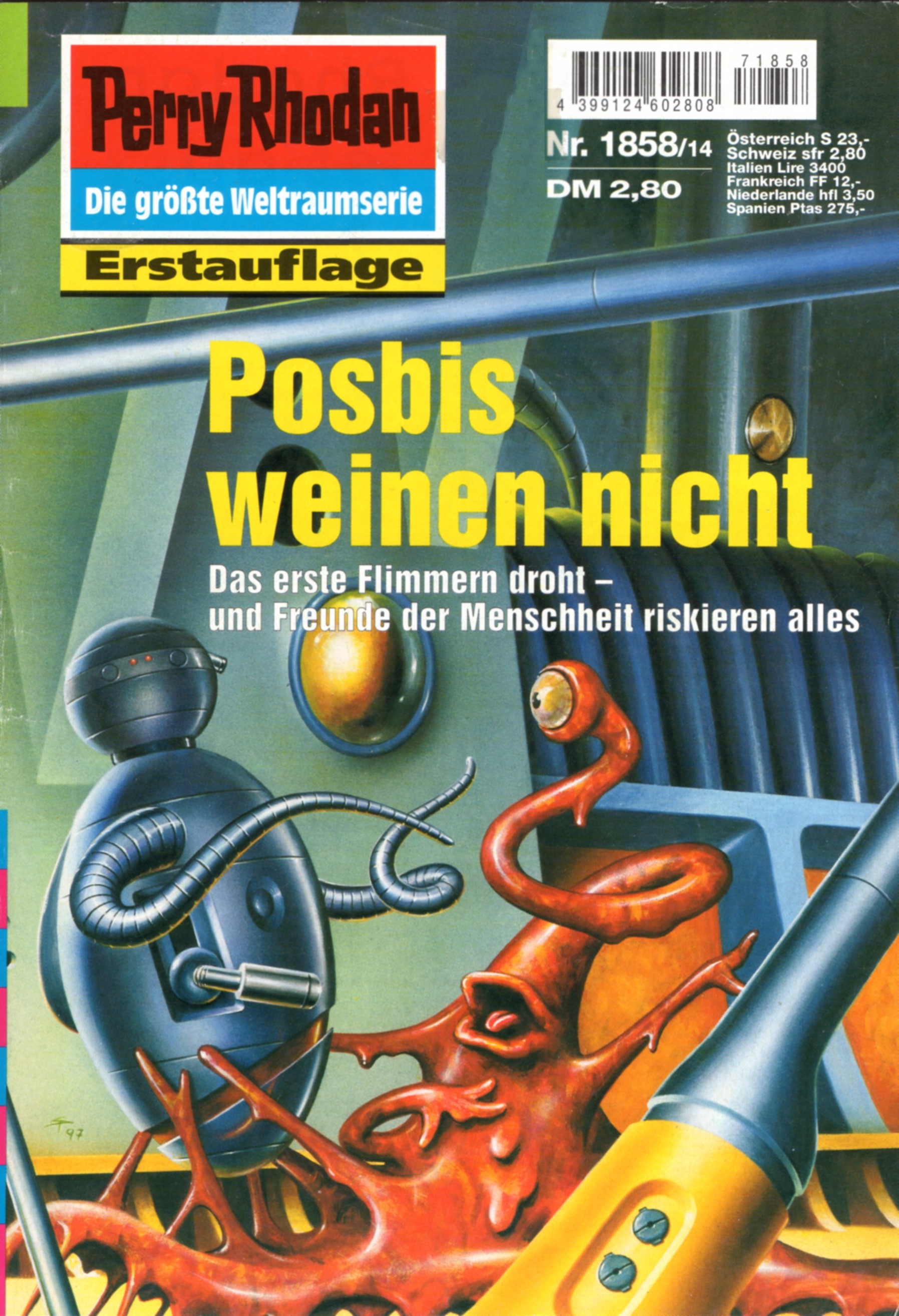 Ein Posbi auf dem Titelbild von Perry Rhodan Heft 1858